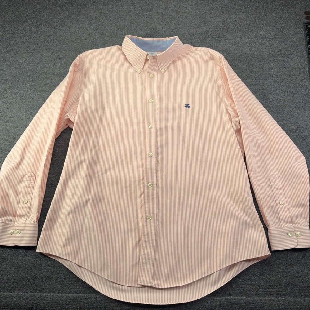 Brooks Brothers Regent Shirt XL Peach White Stripe Non-Iron Supima Cotton 1818